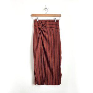 H&M Striped Midi Skirt with Twist Detail and Slit